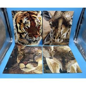 4 1998 Raymond Geddes Animal Kingdom PORTFOLIO FOLDERS Giraffe Tiger Cougar Wolf